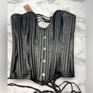 Hi-German Wear 100% Leather Boned Lace up Corset Top New with Tags Size Small